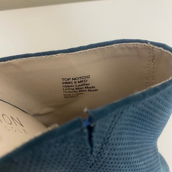 Kenneth Cole Reaction Indigo Blue Top Notch Perforated Chunky Heel Mule Size 8 - Picture 10 of 10